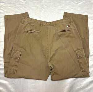Vintage Tommy Hilfiger Cargo Pants Mens 36x30 Khaki Tan Baggy 90s Y2K Flagged